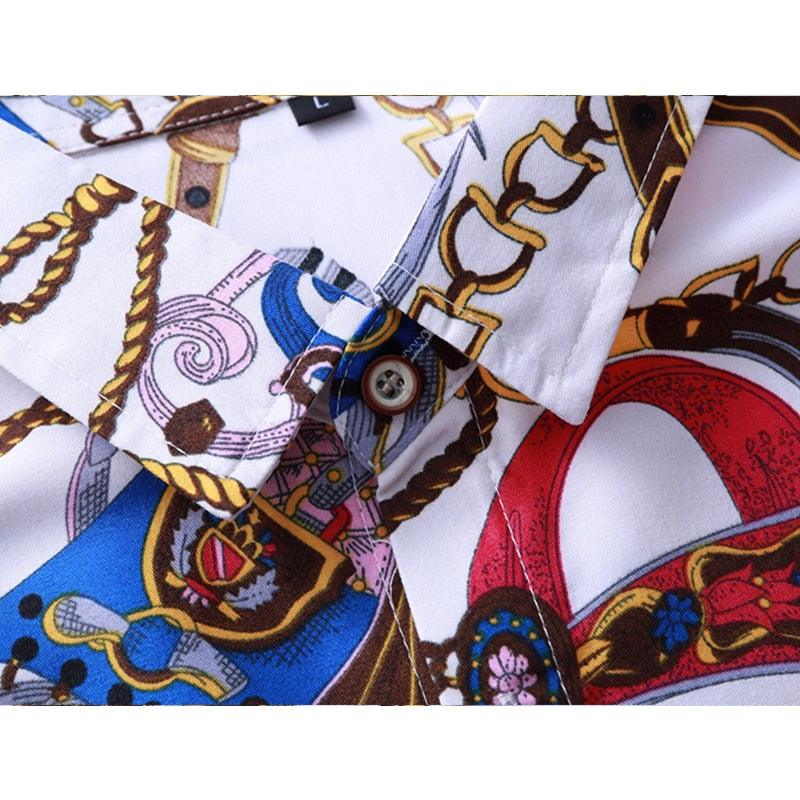 Great Shirt - Men Autumn New Fashion Personality Printing Long Sleeve Shirts (D8)(TM1)