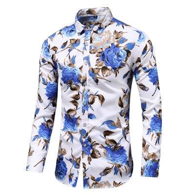 Great Shirt - Men Autumn New Fashion Personality Printing Long Sleeve Shirts (D8)(TM1)