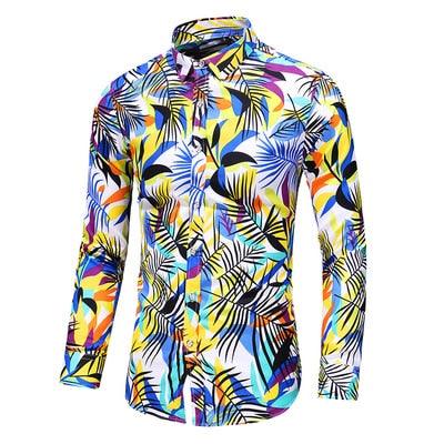 Great Shirt - Men Autumn New Fashion Personality Printing Long Sleeve Shirts (D8)(TM1)