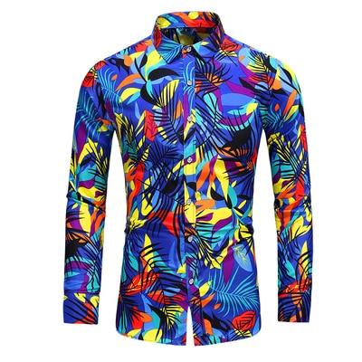 Great Shirt - Men Autumn New Fashion Personality Printing Long Sleeve Shirts (D8)(TM1)