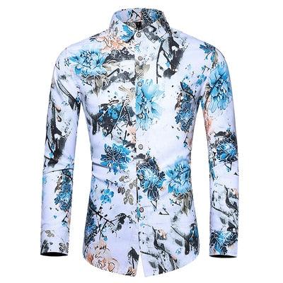 Great Shirt - Men Autumn New Fashion Personality Printing Long Sleeve Shirts (D8)(TM1)