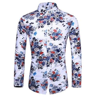 Great Shirt - Men Autumn New Fashion Personality Printing Long Sleeve Shirts (D8)(TM1)