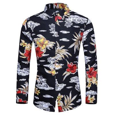 Great Shirt - Men Autumn New Fashion Personality Printing Long Sleeve Shirts (D8)(TM1)