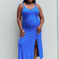 Culture Code Look At Me Full Size Notch Neck Maxi Dress with Slit in Cobalt Blue (BWMT) T - Deals DejaVu