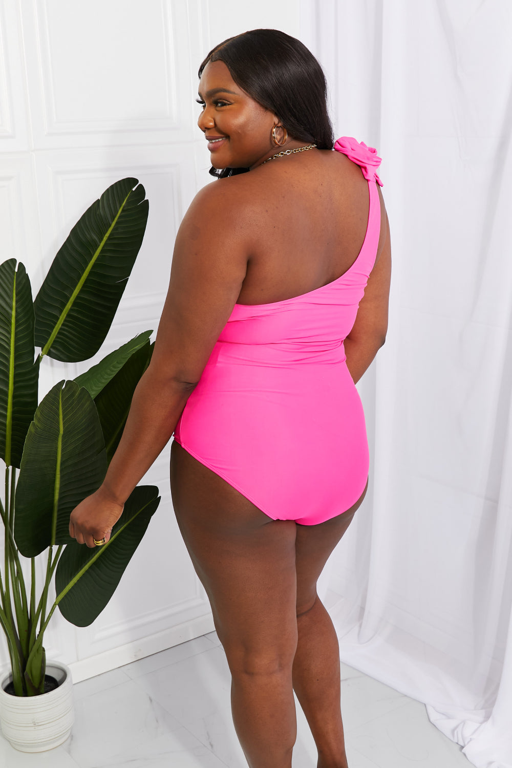 Marina West Swim Deep End One-Shoulder One-Piece Swimsuit (TB10D) T