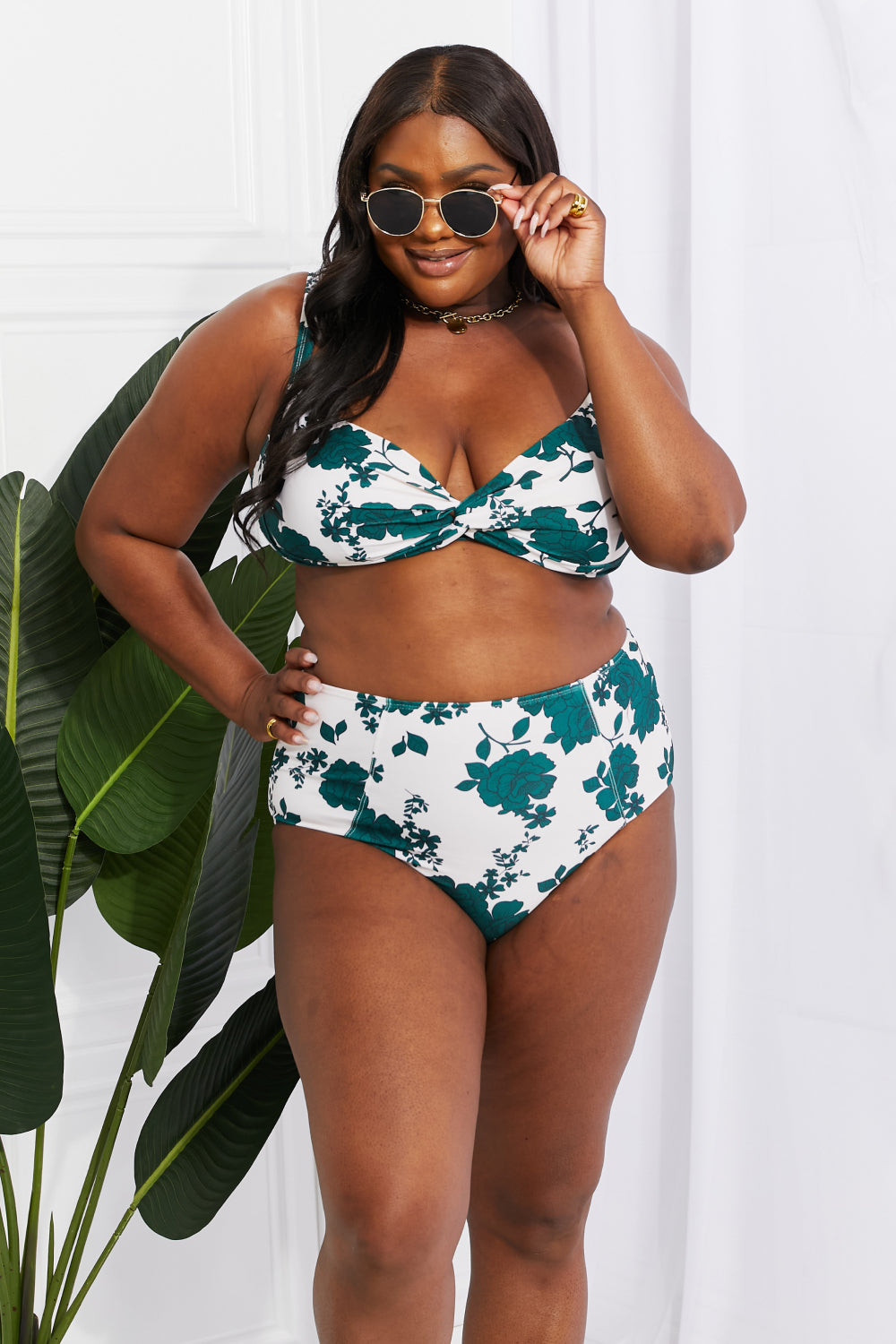 Marina West Swim Take A Dip Twist High-Rise Bikini in Forest (TB9D) T