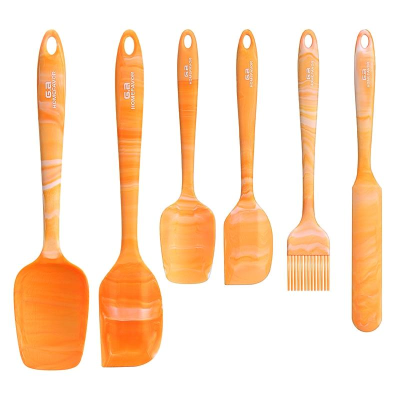 6 Pcs Kitchen Utensils Set - Kitchenware Spatula Spoon Scraper Brush BBQ Tools Silicone Baking Cooking Accessories (AK4)(1U61)