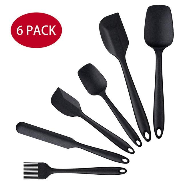 6 Pcs Kitchen Utensils Set - Kitchenware Spatula Spoon Scraper Brush BBQ Tools Silicone Baking Cooking Accessories (AK4)(1U61)