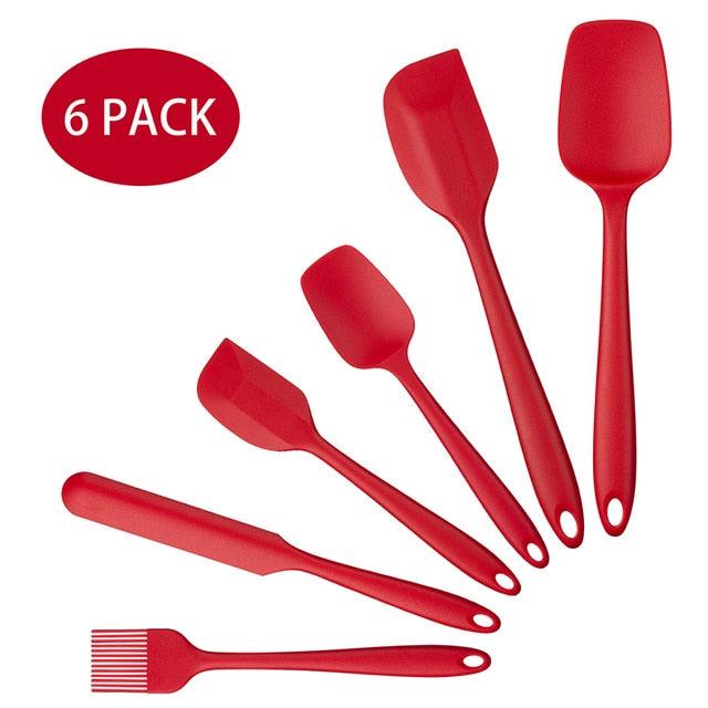 6 Pcs Kitchen Utensils Set - Kitchenware Spatula Spoon Scraper Brush BBQ Tools Silicone Baking Cooking Accessories (AK4)(1U61)