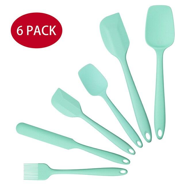 6 Pcs Kitchen Utensils Set - Kitchenware Spatula Spoon Scraper Brush BBQ Tools Silicone Baking Cooking Accessories (AK4)(1U61)