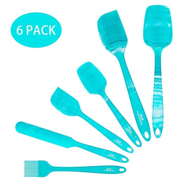 6 Pcs Kitchen Utensils Set - Kitchenware Spatula Spoon Scraper Brush BBQ Tools Silicone Baking Cooking Accessories (AK4)(1U61)