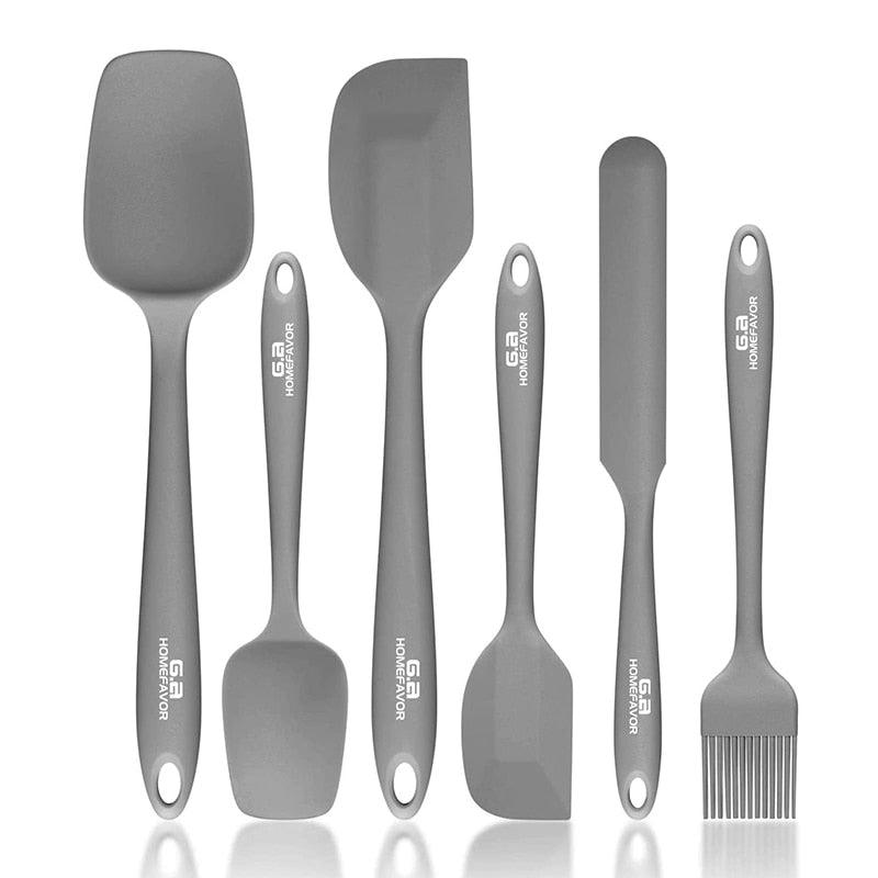 6 Pcs Kitchen Utensils Set - Kitchenware Spatula Spoon Scraper Brush BBQ Tools Silicone Baking Cooking Accessories (AK4)(1U61)