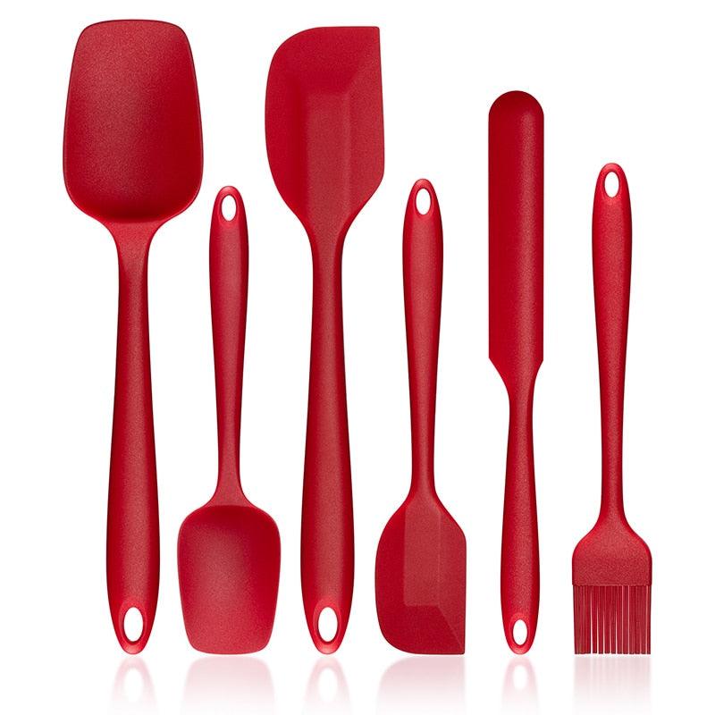 6 Pcs Kitchen Utensils Set - Kitchenware Spatula Spoon Scraper Brush BBQ Tools Silicone Baking Cooking Accessories (AK4)(1U61)