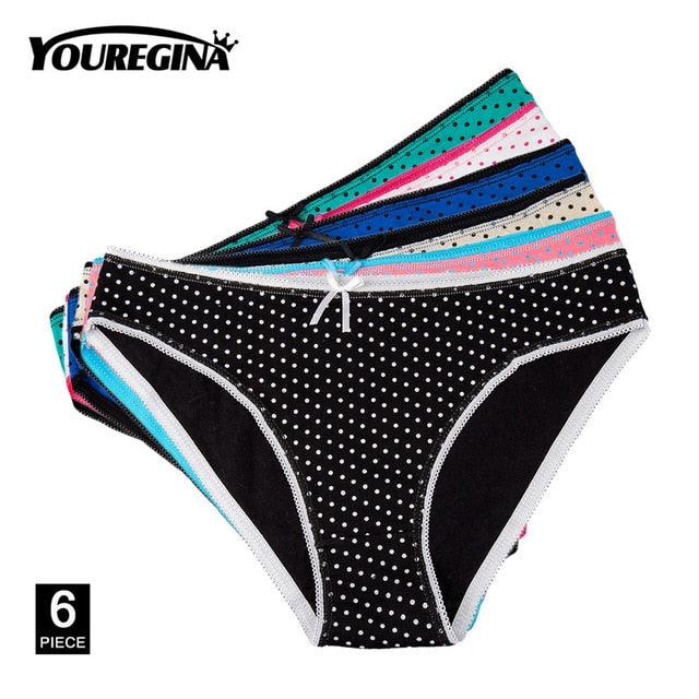 Great 6 Pcs/set Women's Panties - Sexy Lace Cotton Briefs - Solid Color Underwear (D28)(TSP1)(TSP3)