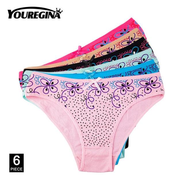 Great 6 Pcs/set Women's Panties - Sexy Lace Cotton Briefs - Solid Color Underwear (D28)(TSP1)(TSP3)
