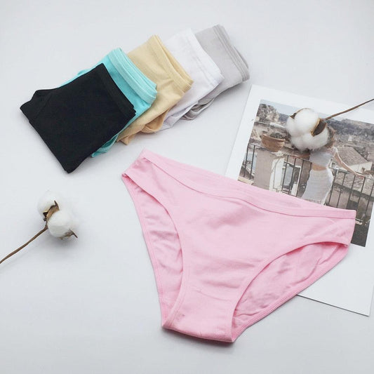 6 pcs/lot New Arrival Good Quality Women's Underwear - Solid Color - Cotton Cute Brief Panties (TSP1)