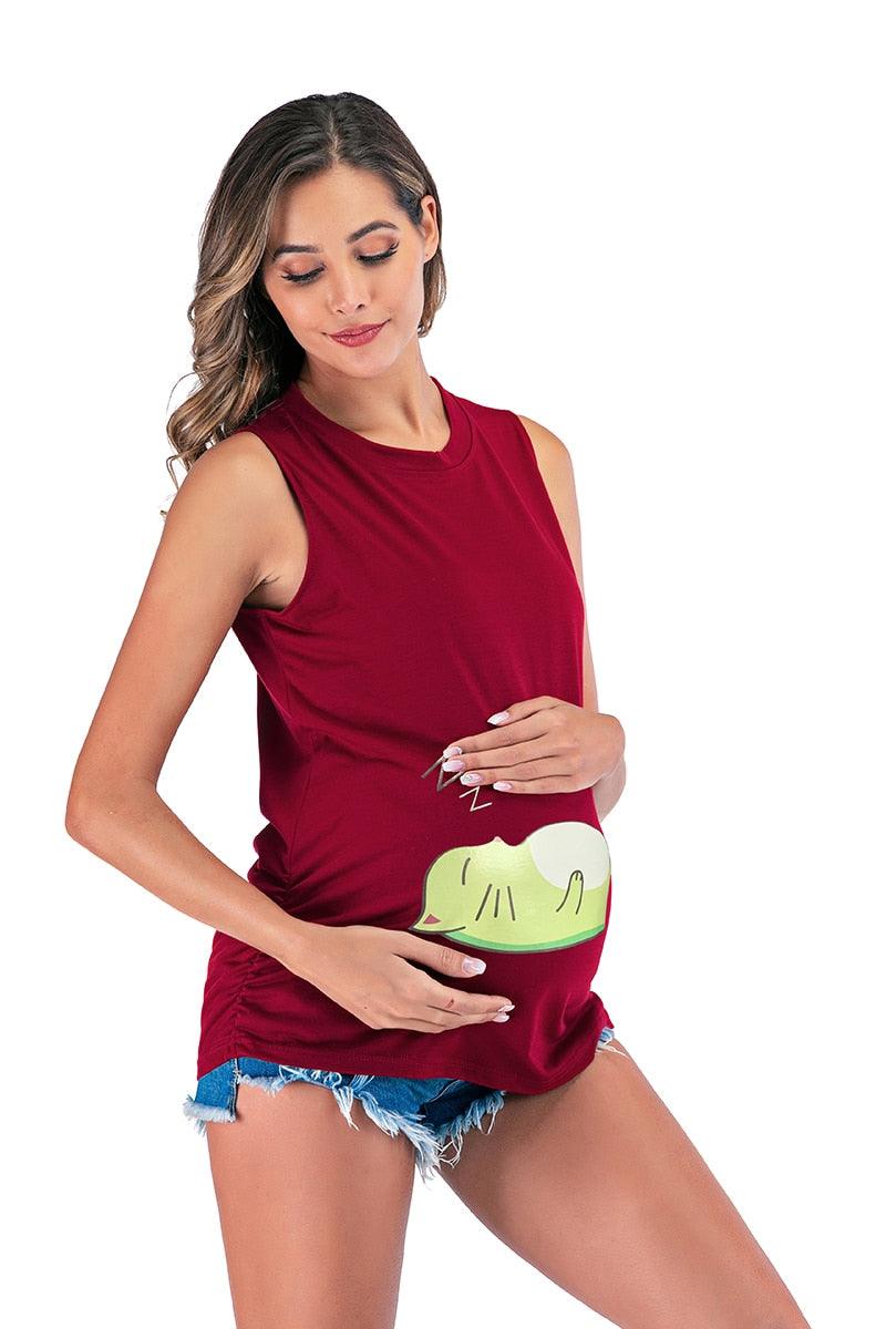 Gorgeous Funny Baby Printed Maternity T-shirt - Sleeveless Tank Vest Belly T Shirt - Pregnancy Tees Tops (Z1)