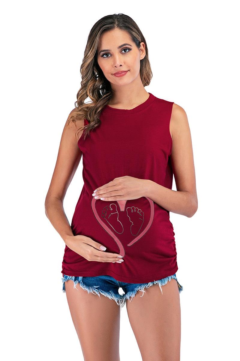Lovely Funny LOVE Baby Printed Maternity Shirt - Sleeveless Vest Tank Tops - Pregnant Women Summer Casual Pregnancy Tees(Z1)(F4)