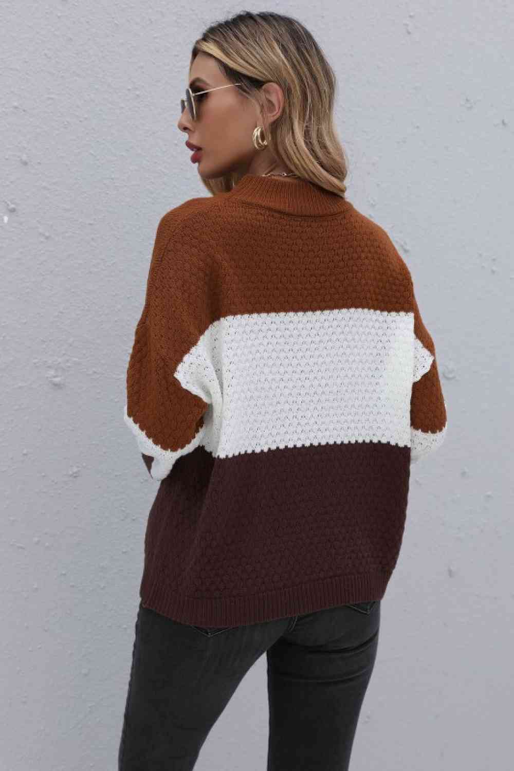 Color Block Long Sleeve Sweater - Deals DejaVu