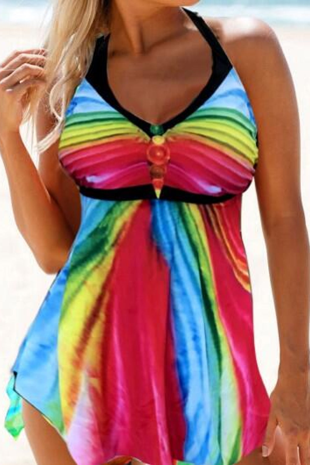 Multicolored Halter Neck Two-Piece Swimsuit (TB13D) T