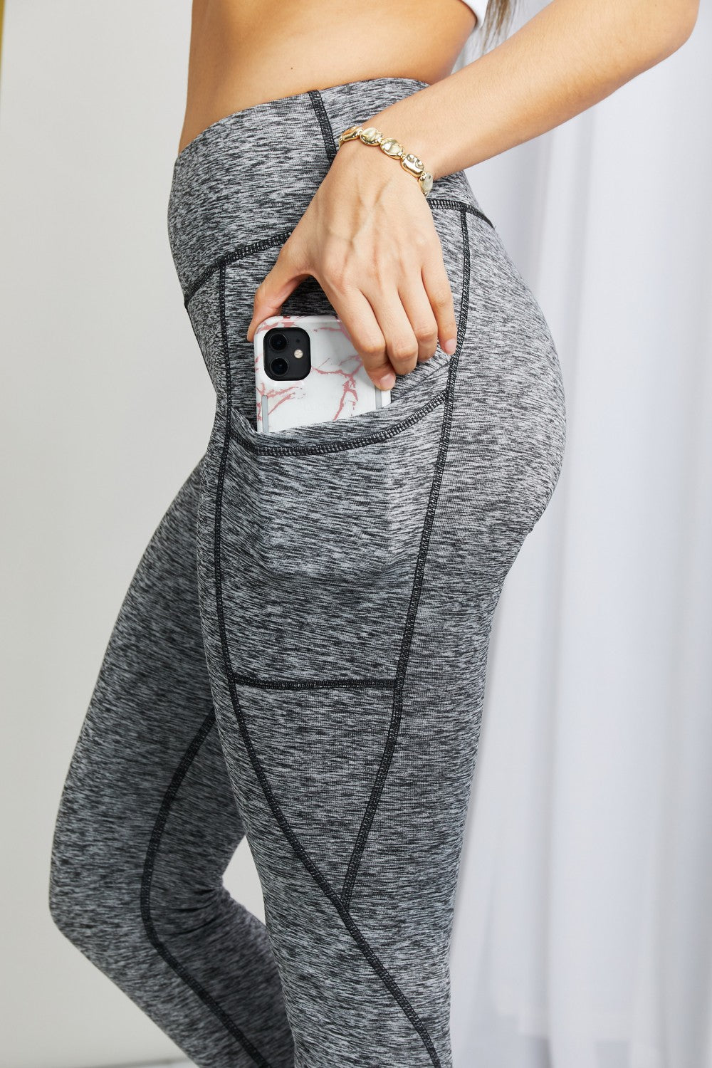 Rae Mode Full Size Heathered Wide Waistband Yoga Leggings (TBL) T