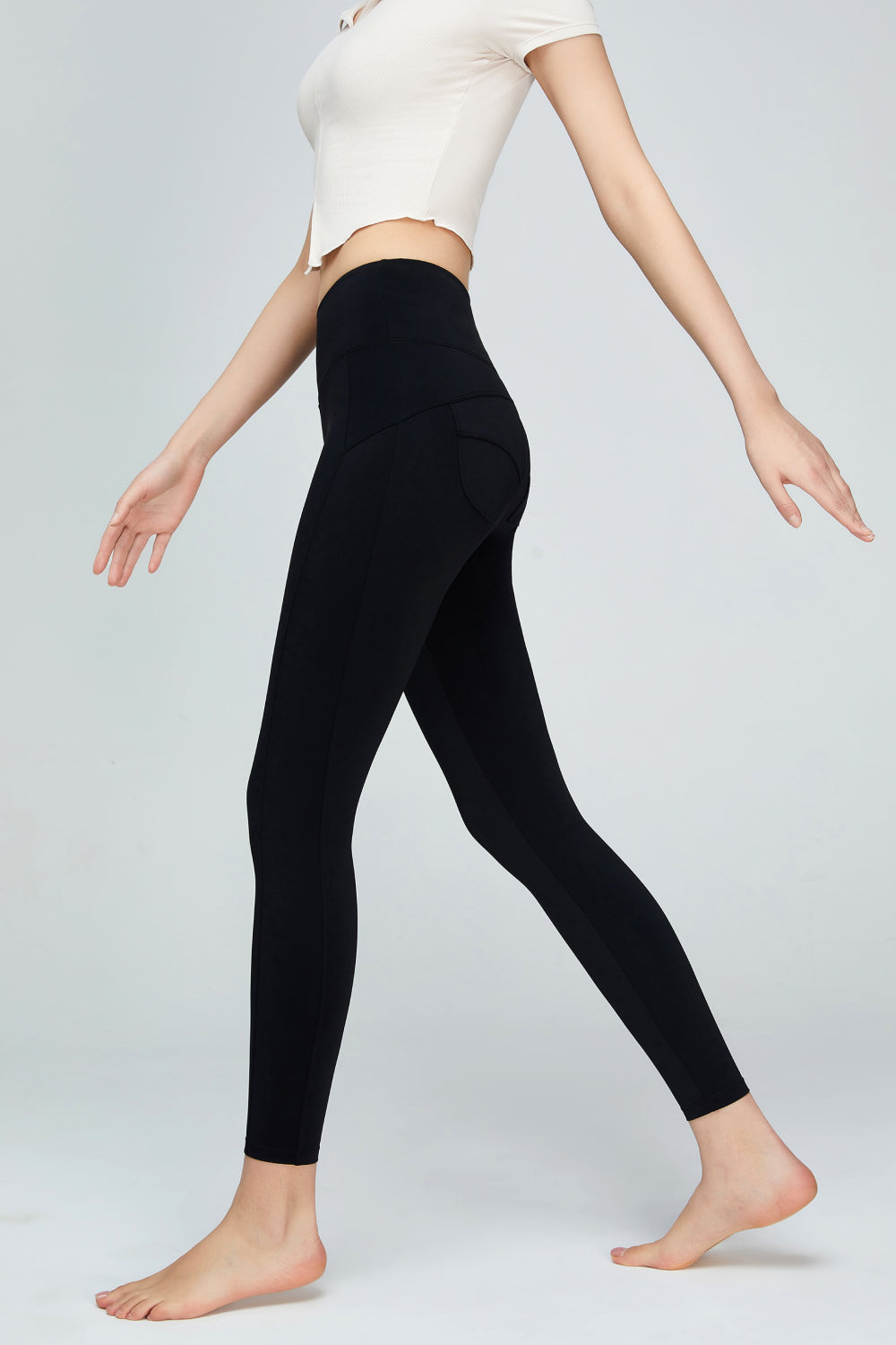 Seam Detail Wide Waistband Sports Leggings (TBL) T