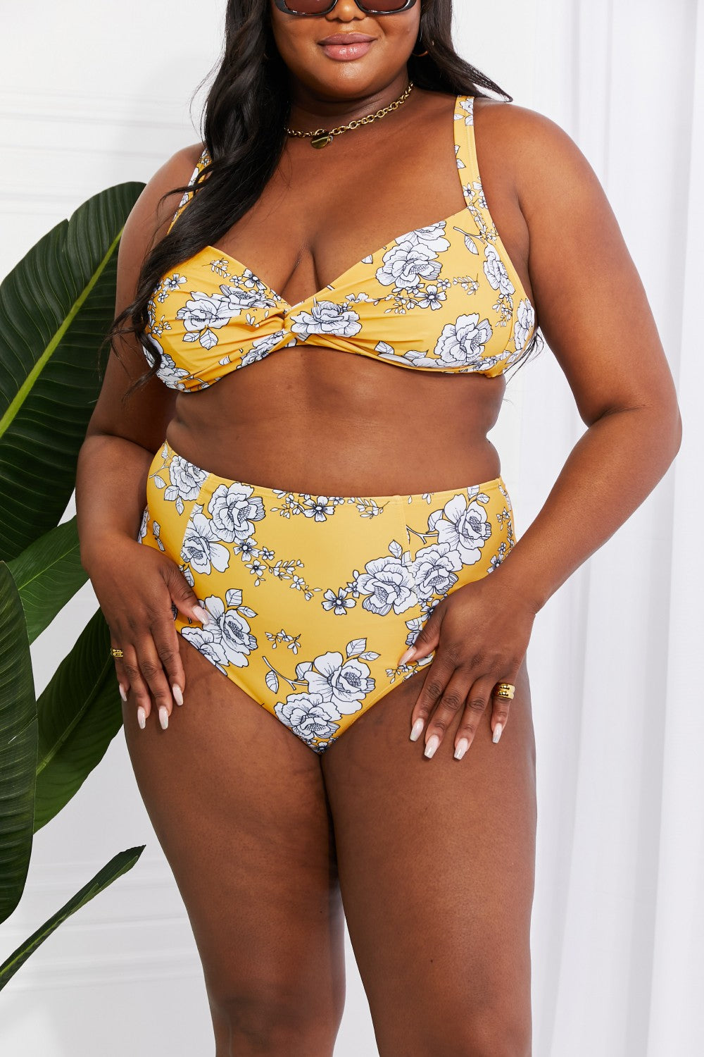 Marina West Swim Take A Dip Twist High-Rise Bikini in Mustard (TB9D) T