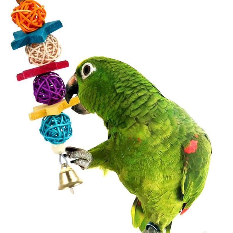 6Pcs/Set Bird Parrot Toys Wooden Hanging Swing Hammock Climbing Ladders Perches (8W4)(F76)