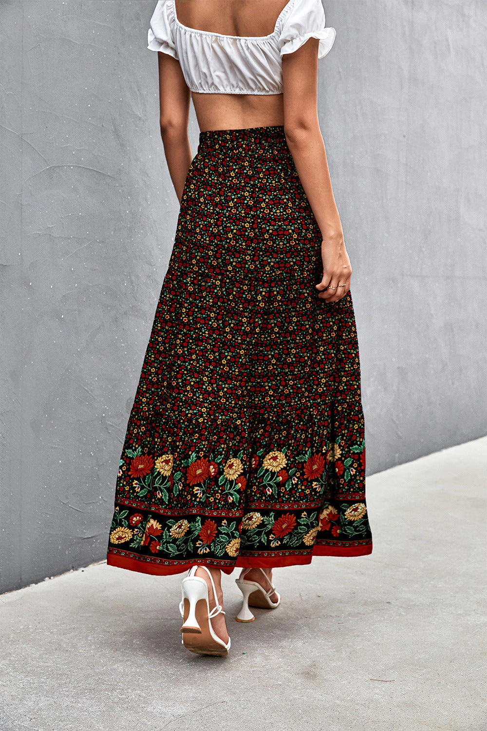 Floral Tied Maxi Skirt (TB7) T