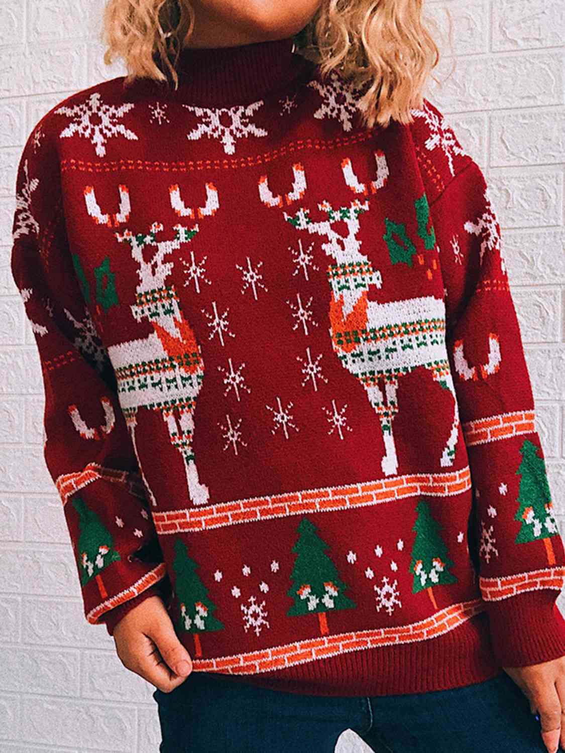 Turtleneck Drop Shoulder Long Sleeve Sweater - Deals DejaVu