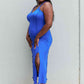 Culture Code Look At Me Full Size Notch Neck Maxi Dress with Slit in Cobalt Blue (BWMT) T - Deals DejaVu