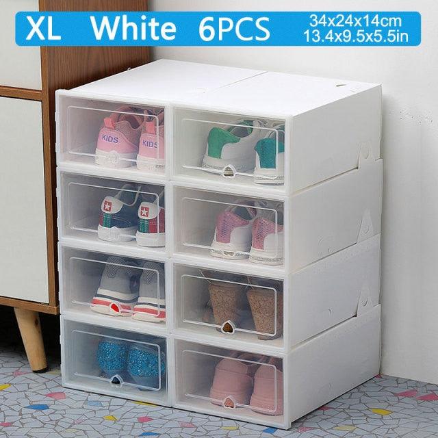 6pcs transparent shoe box thickened transparent dustproof shoe storage box can stacked combination shoe cabinet shoe organizer (1U67)(AK9)(F67)