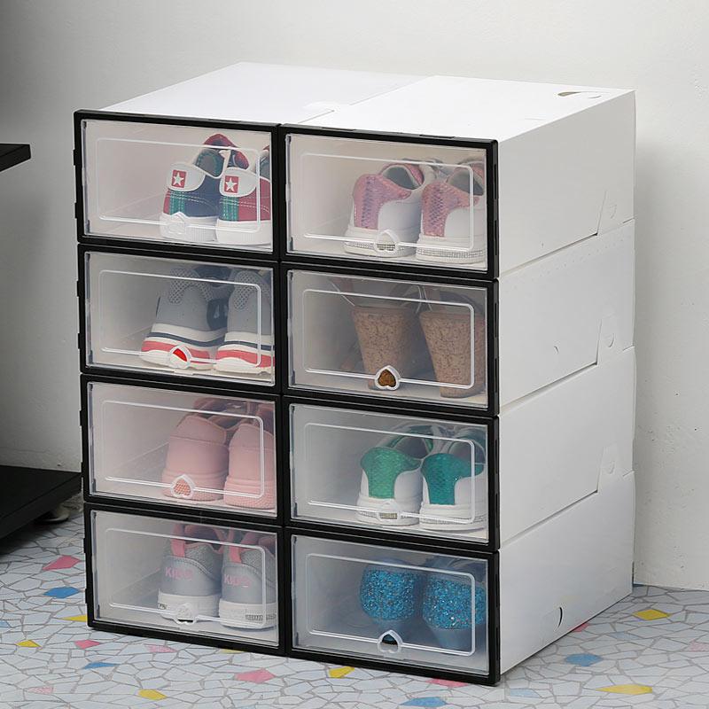 6pcs transparent shoe box thickened transparent dustproof shoe storage box can stacked combination shoe cabinet shoe organizer (1U67)(AK9)(F67)