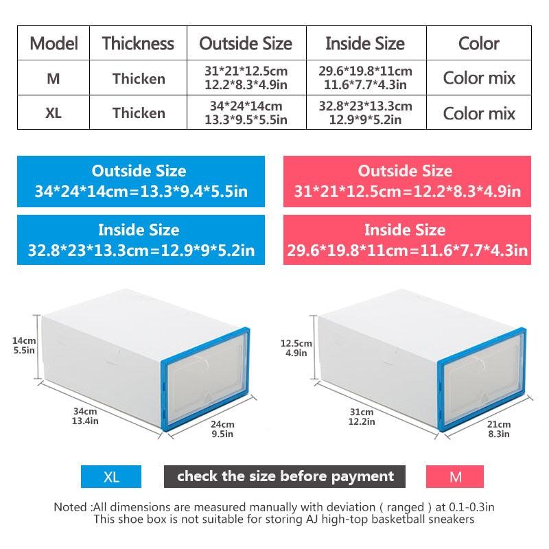 6pcs transparent shoe box thickened transparent dustproof shoe storage box can stacked combination shoe cabinet shoe organizer (1U67)(AK9)(F67)