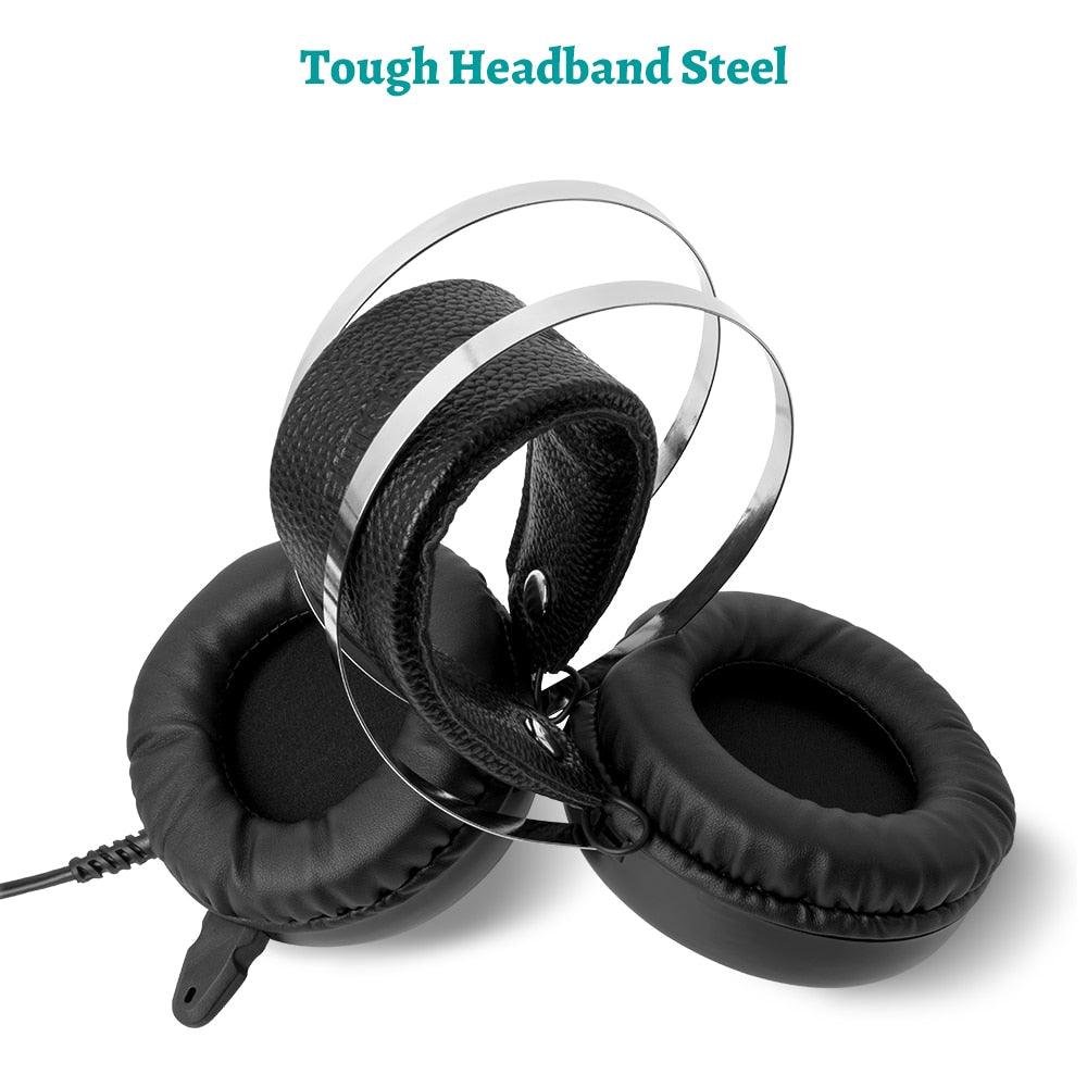 7.1 Gaming Headset with Microphone Headphones - Surround Sound USB Wired Gamer Earphone for PC Computer Xbox One PS4 RGB Light (AH)