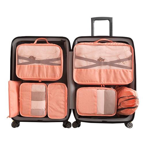 7 Pcs/Set Men Travel Bags - Clothes Shoes Underwear Suitcase Organizer Cosmetics Zipper Bag (D79)(LT9)