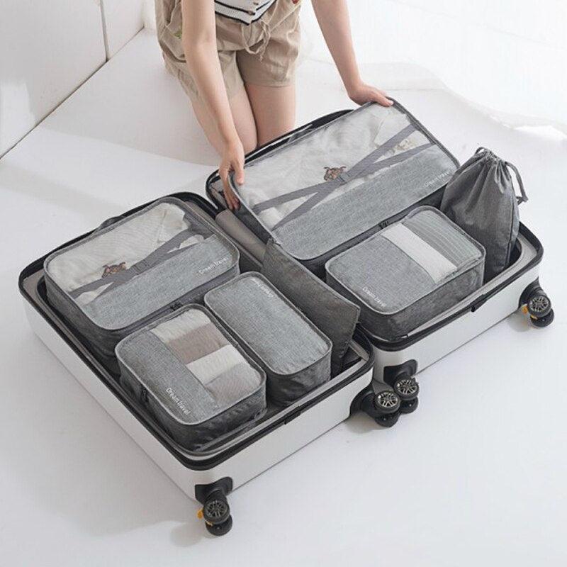 7 Pcs/Set Men Travel Bags - Clothes Shoes Underwear Suitcase Organizer Cosmetics Zipper Bag (D79)(LT9)