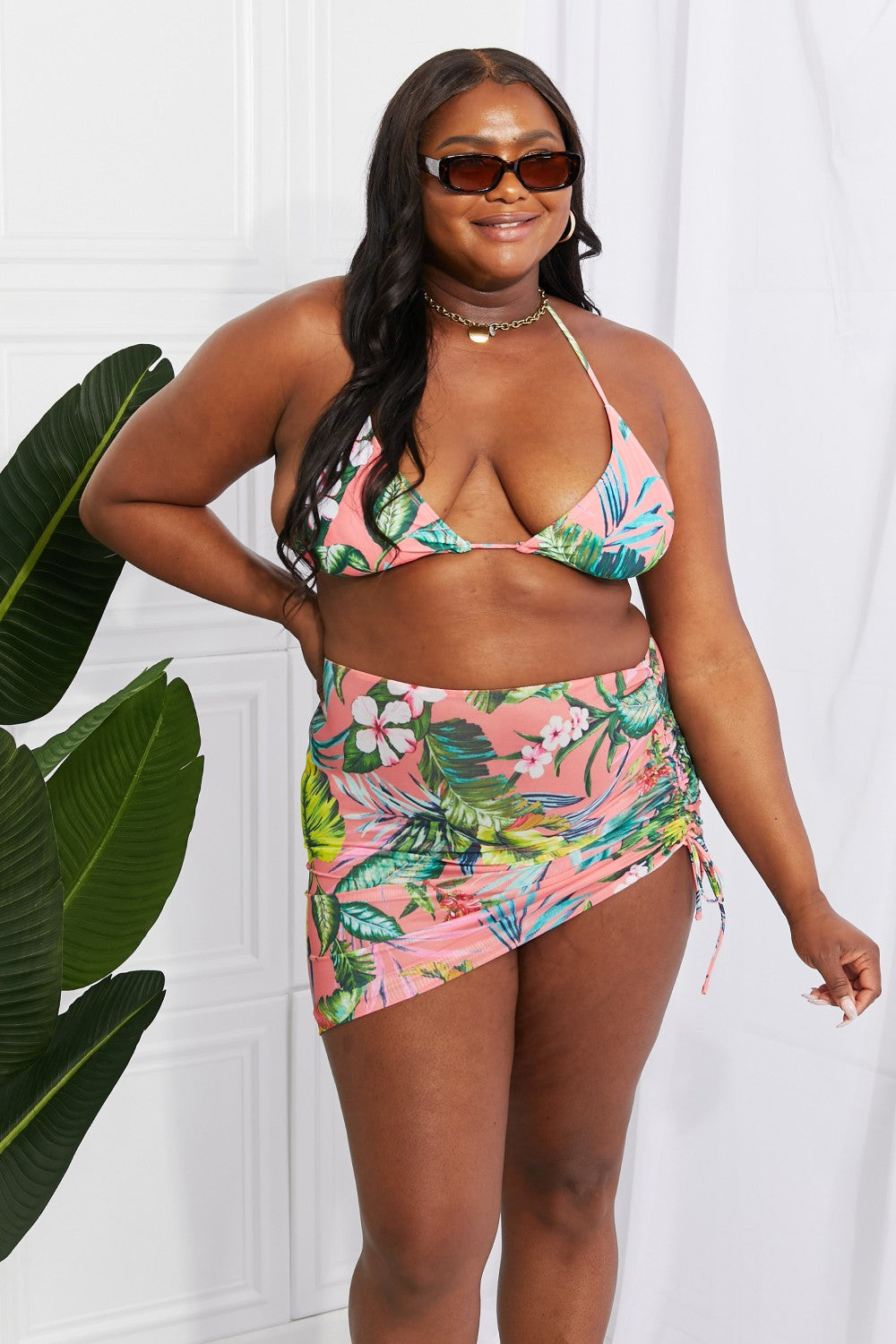 Marina West Swim Paradise Awaits Triangle Bikini and Sarong Set (TB9D) T