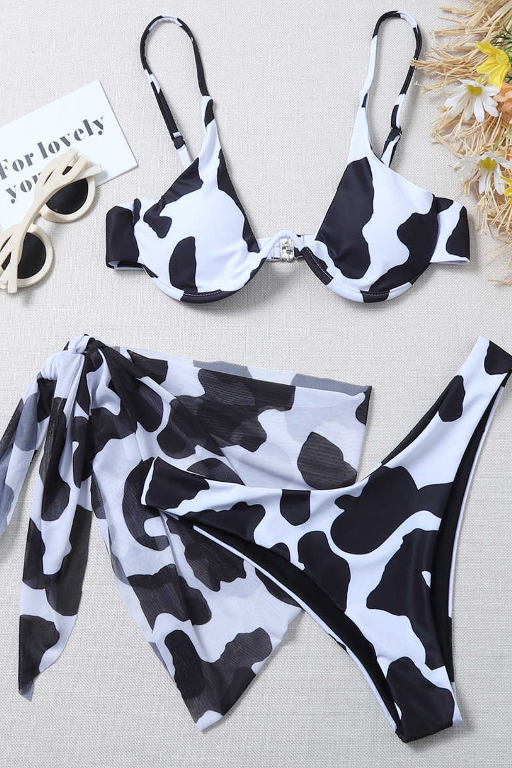Animal Print Three-Piece Swim Set (TB9D) T
