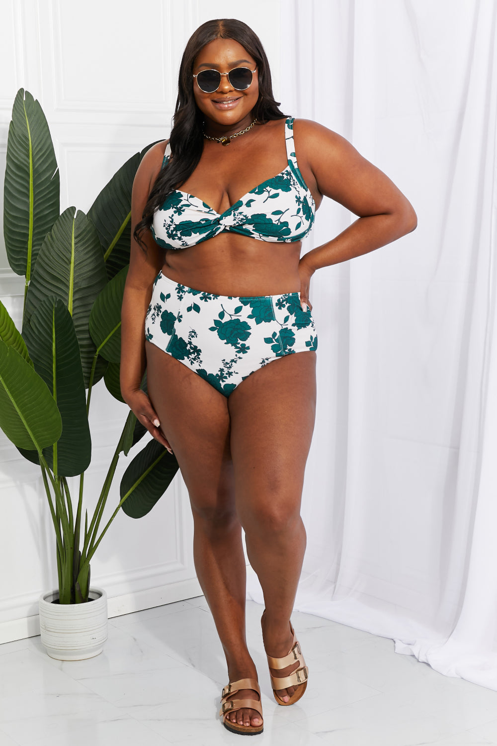 Marina West Swim Take A Dip Twist High-Rise Bikini in Forest (TB9D) T