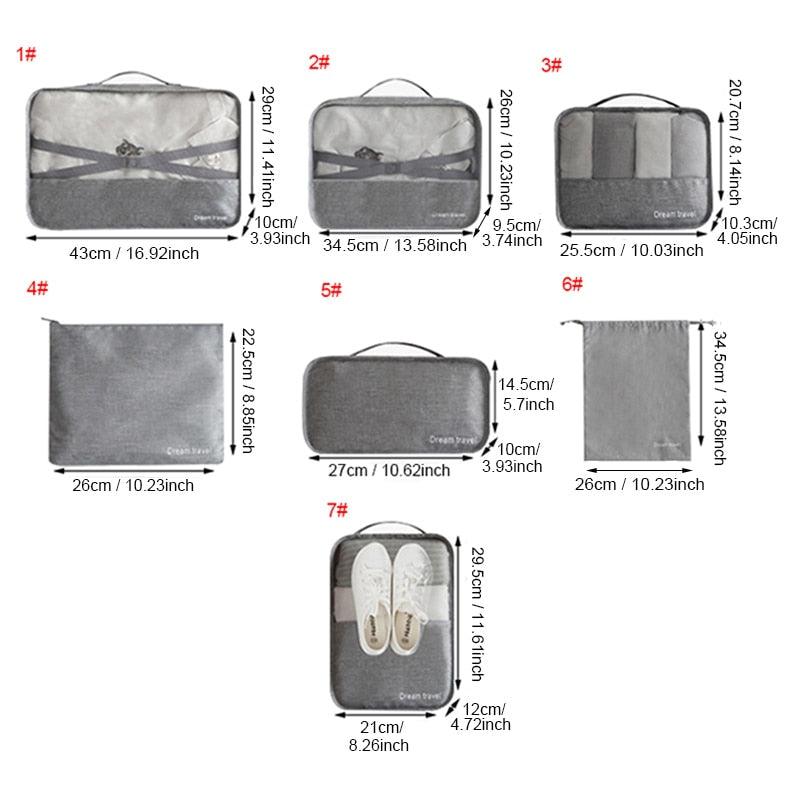 7Pcs Travel Suitcase Organizer Shoes Bag - Storage Pouch Makeup Cosmetics Kit (LT9)(F79)
