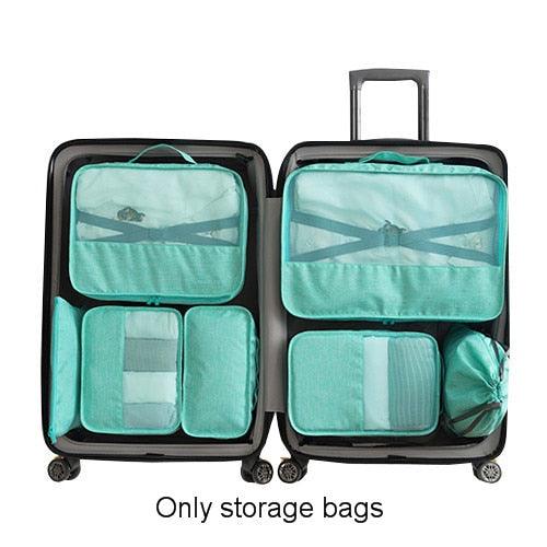 7Pcs Travel Suitcase Organizer Shoes Bag - Storage Pouch Makeup Cosmetics Kit (LT9)(F79)