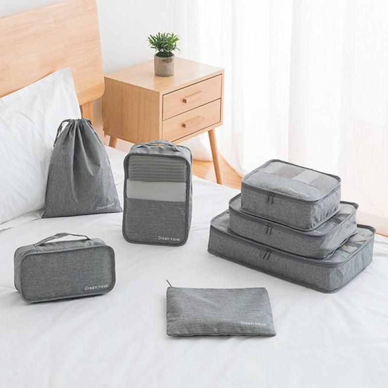 7Pcs Travel Suitcase Organizer Shoes Bag - Storage Pouch Makeup Cosmetics Kit (LT9)(F79)