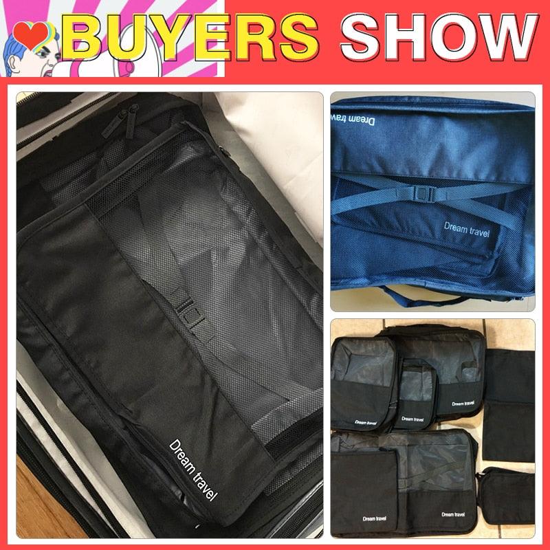 7Pcs Travel Suitcase Organizer Shoes Bag - Storage Pouch Makeup Cosmetics Kit (LT9)(F79)
