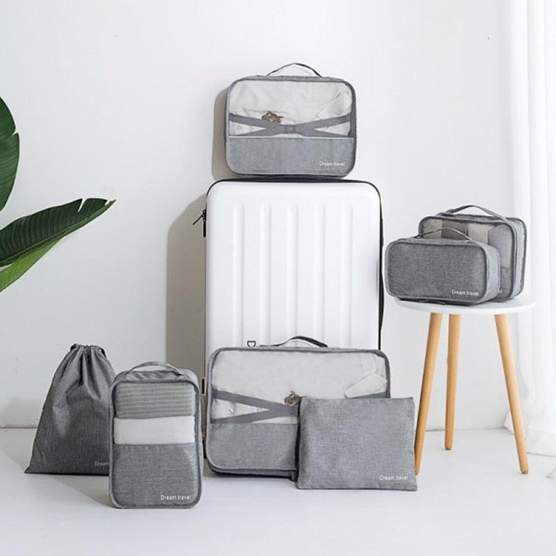 7Pcs Travel Suitcase Organizer Shoes Bag - Storage Pouch Makeup Cosmetics Kit (LT9)(F79)