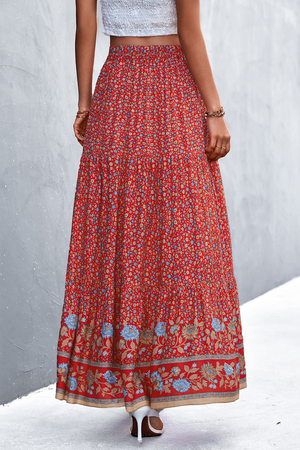 Floral Tied Maxi Skirt (TB7) T