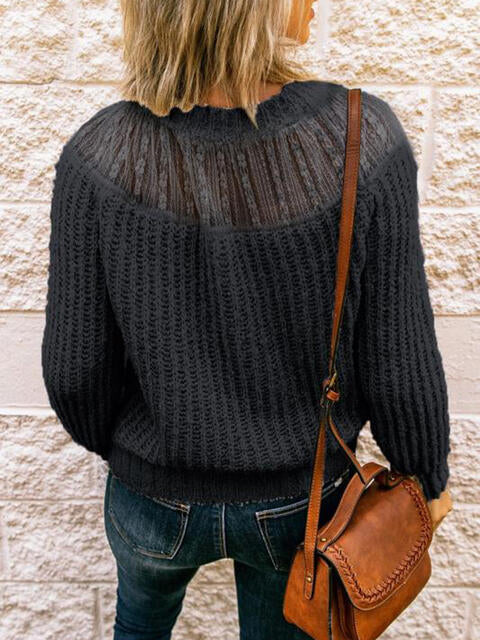 Round Neck Rib-Knit Sweater - Deals DejaVu