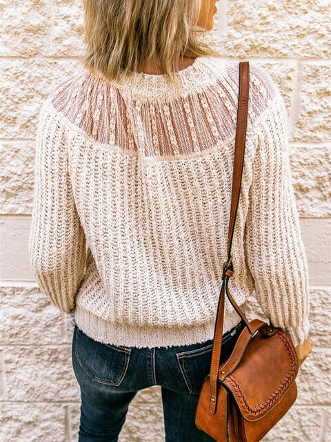 Round Neck Rib-Knit Sweater - Deals DejaVu