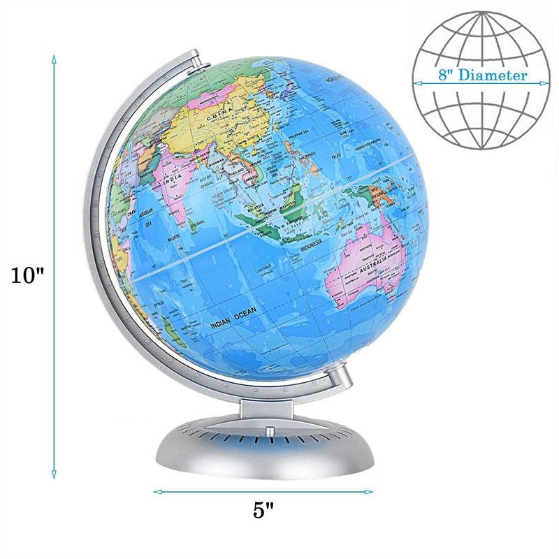 8" Illuminated Up-to-date Built-in LED Night World Globe Useful Learning Tool Sturdy PP Stand Multifunctional Night Light (LL6)(LL4)(1U58)