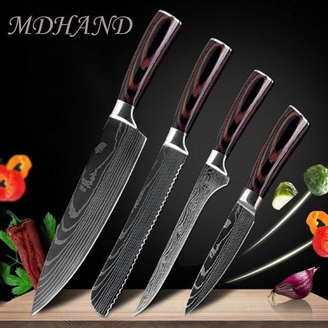 8 "inch Stainless Steel Laser Damascus Pattern Sharp Chef Knife Cleaver sushi knife Slicing Utility Knives(AK5)(1U61)(F61)